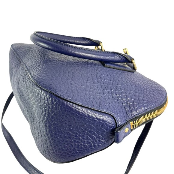 BURBERRY Royal Blue Orchard Bowling Grained Leather Satchel Shoulder Bag - Picture 3 of 16